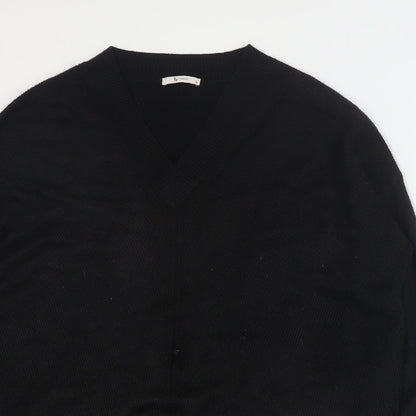 Tu Womens Black V-Neck  Acrylic Pullover Jumper Size 14