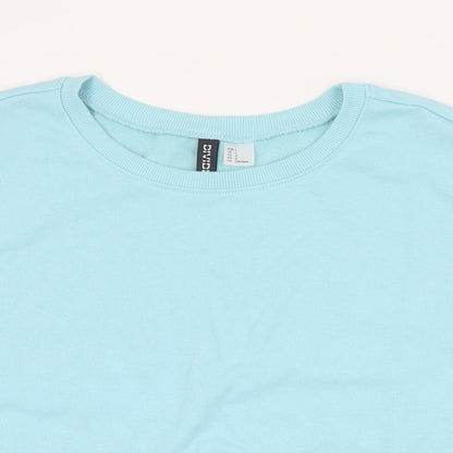 H&M Womens Blue  Cotton Pullover Sweatshirt Size L  Pullover - Cropped