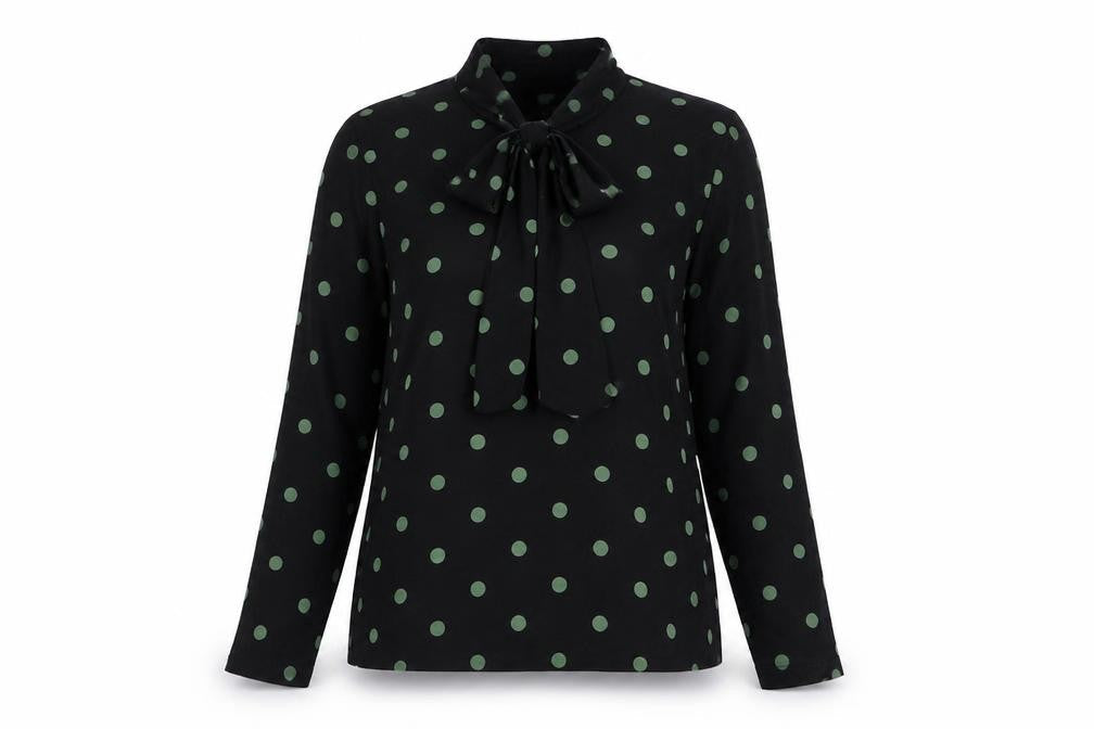 Marks & Spencer Womens Black Collared Polka Dot Viscose Pullover Jumper Size 12