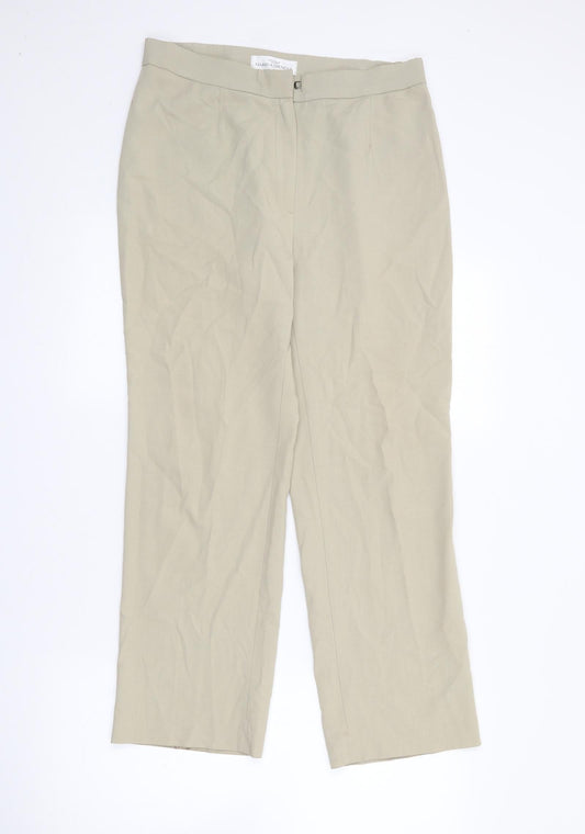 Marks and Spencer Womens Beige  Viscose Trousers  Size 10 L26 in Regular