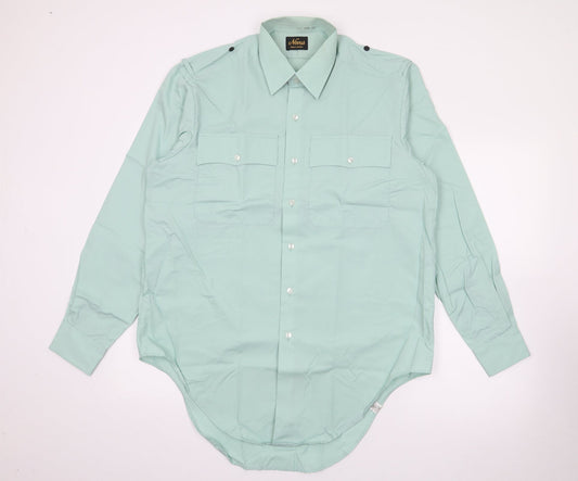 Novus Mens Green  Polyester  Button-Up Size 16 Collared Button