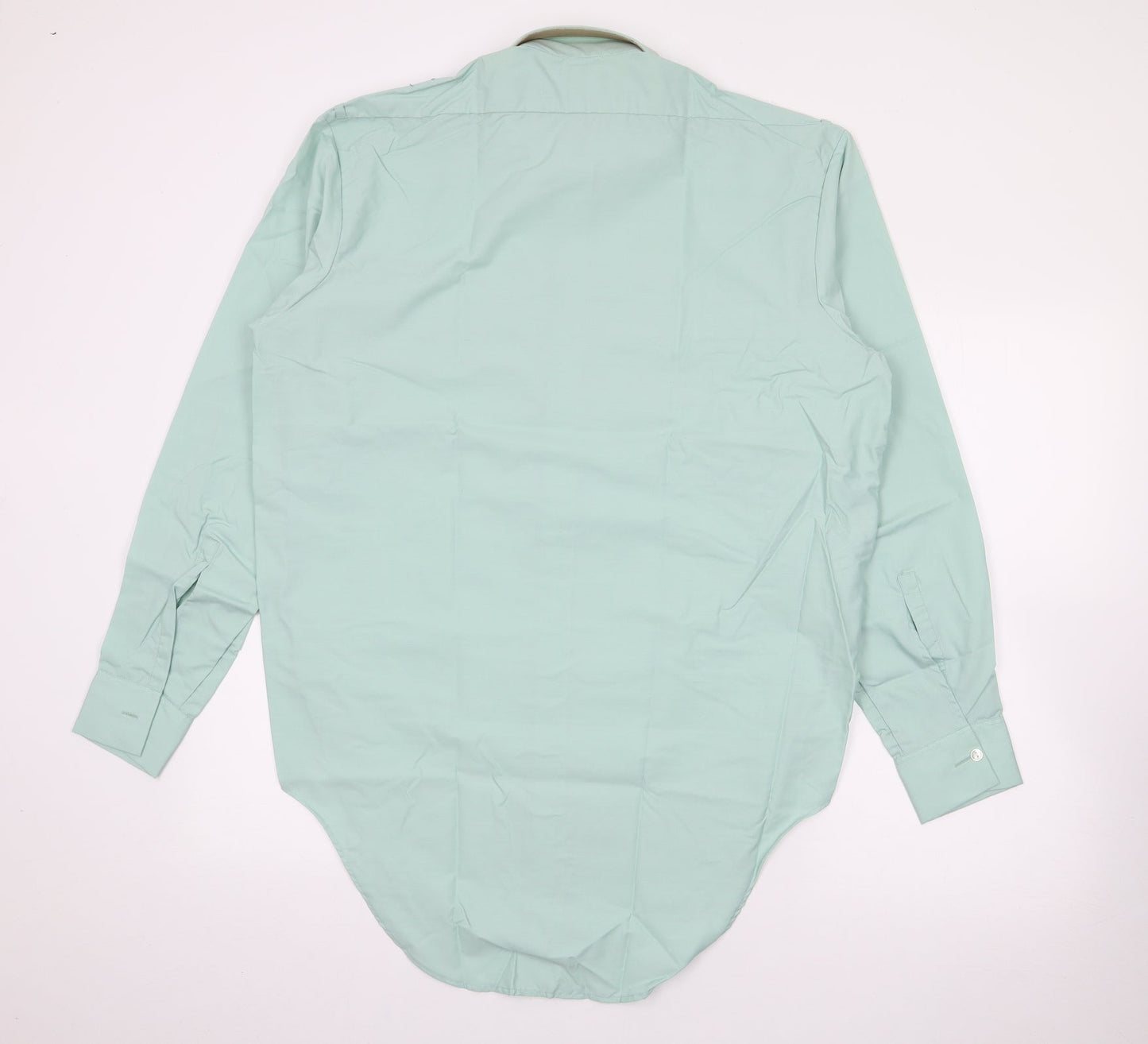 Novus Mens Green  Polyester  Button-Up Size 16 Collared Button