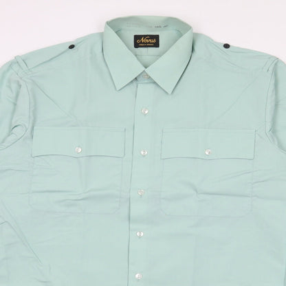 Novus Mens Green  Polyester  Button-Up Size 16 Collared Button