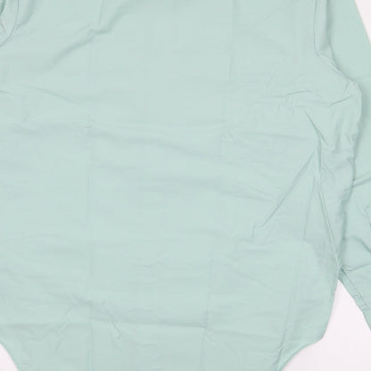 Novus Mens Green  Polyester  Button-Up Size 16 Collared Button