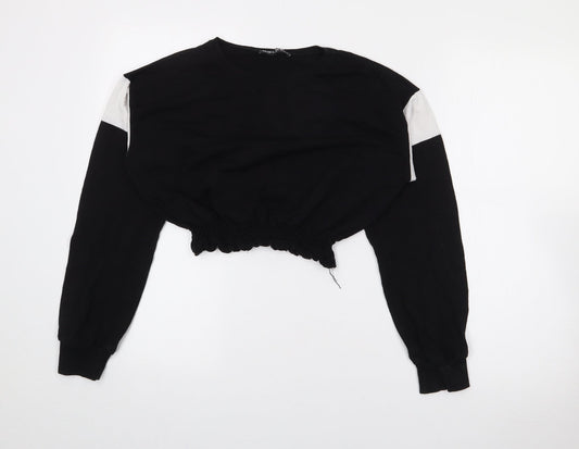 Select Womens Black  Cotton Pullover Sweatshirt Size S