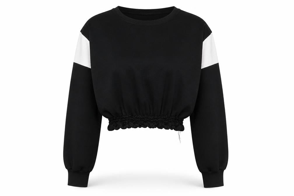 Select Womens Black  Cotton Pullover Sweatshirt Size S