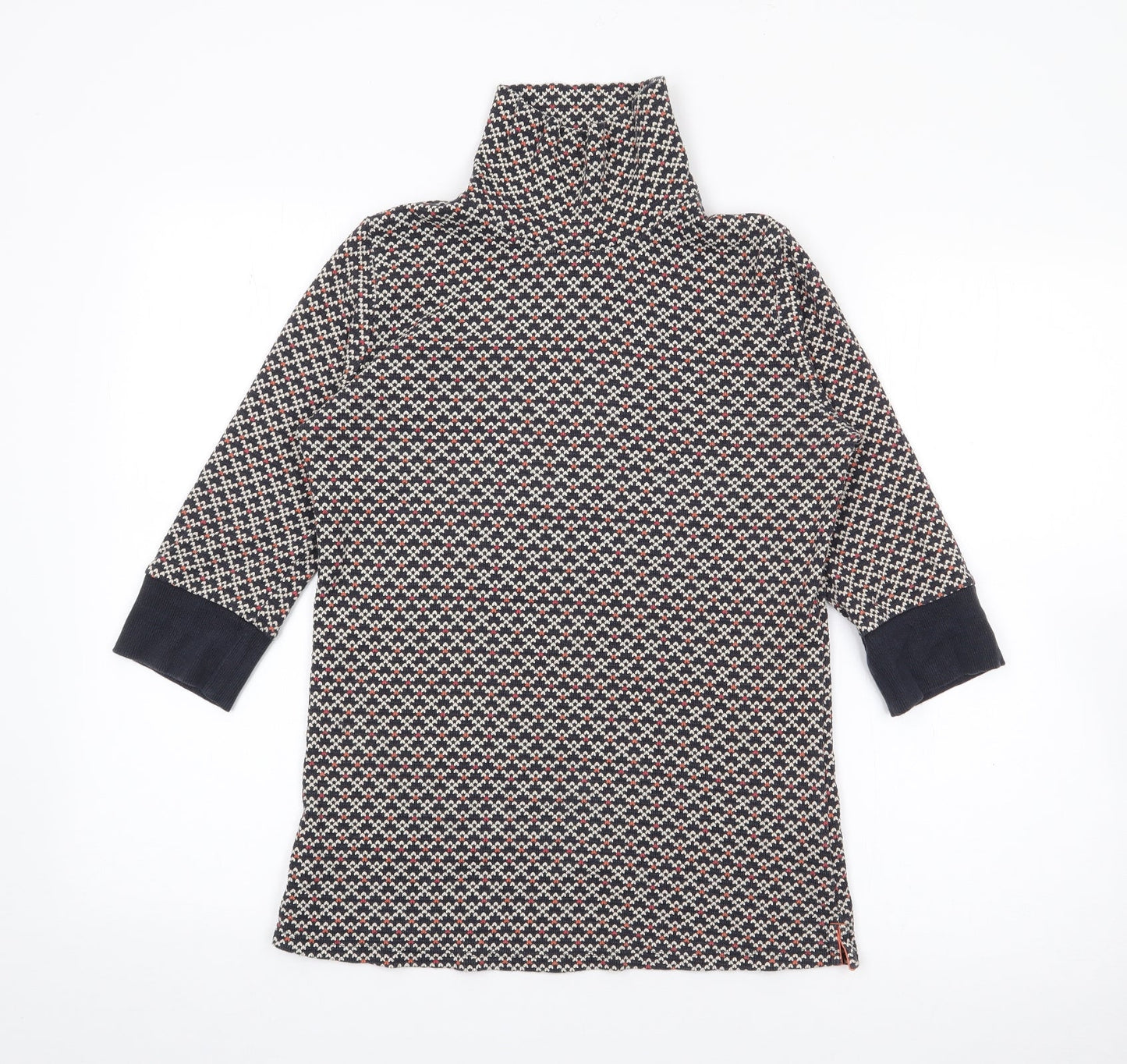 NEXT Womens Multicoloured High Neck Geometric Cotton Pullover Jumper Size 10