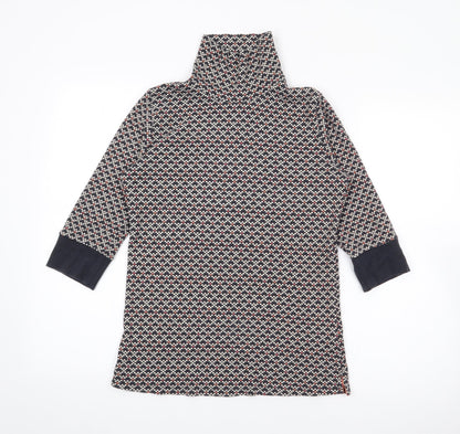 Next Womens Multicoloured High Neck Geometric Cotton Pullover Jumper Size 10