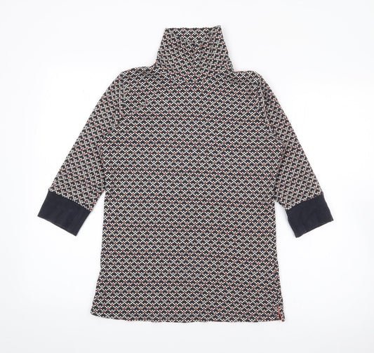 NEXT Womens Multicoloured High Neck Geometric Cotton Pullover Jumper Size 10