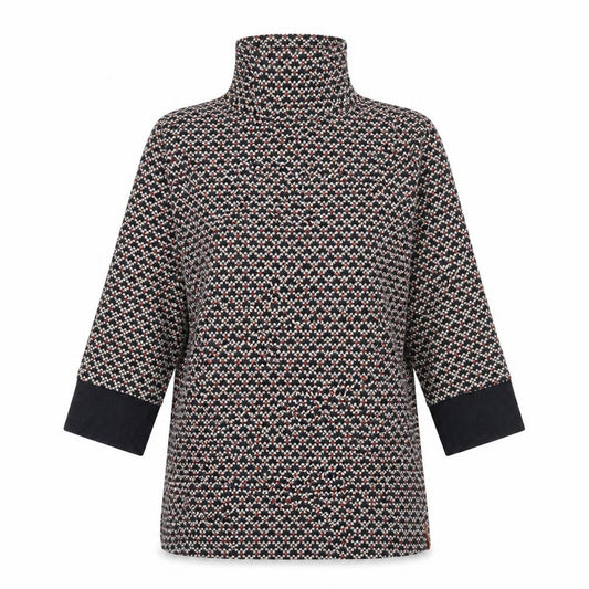 Next Womens Multicoloured High Neck Geometric Cotton Pullover Jumper Size 10