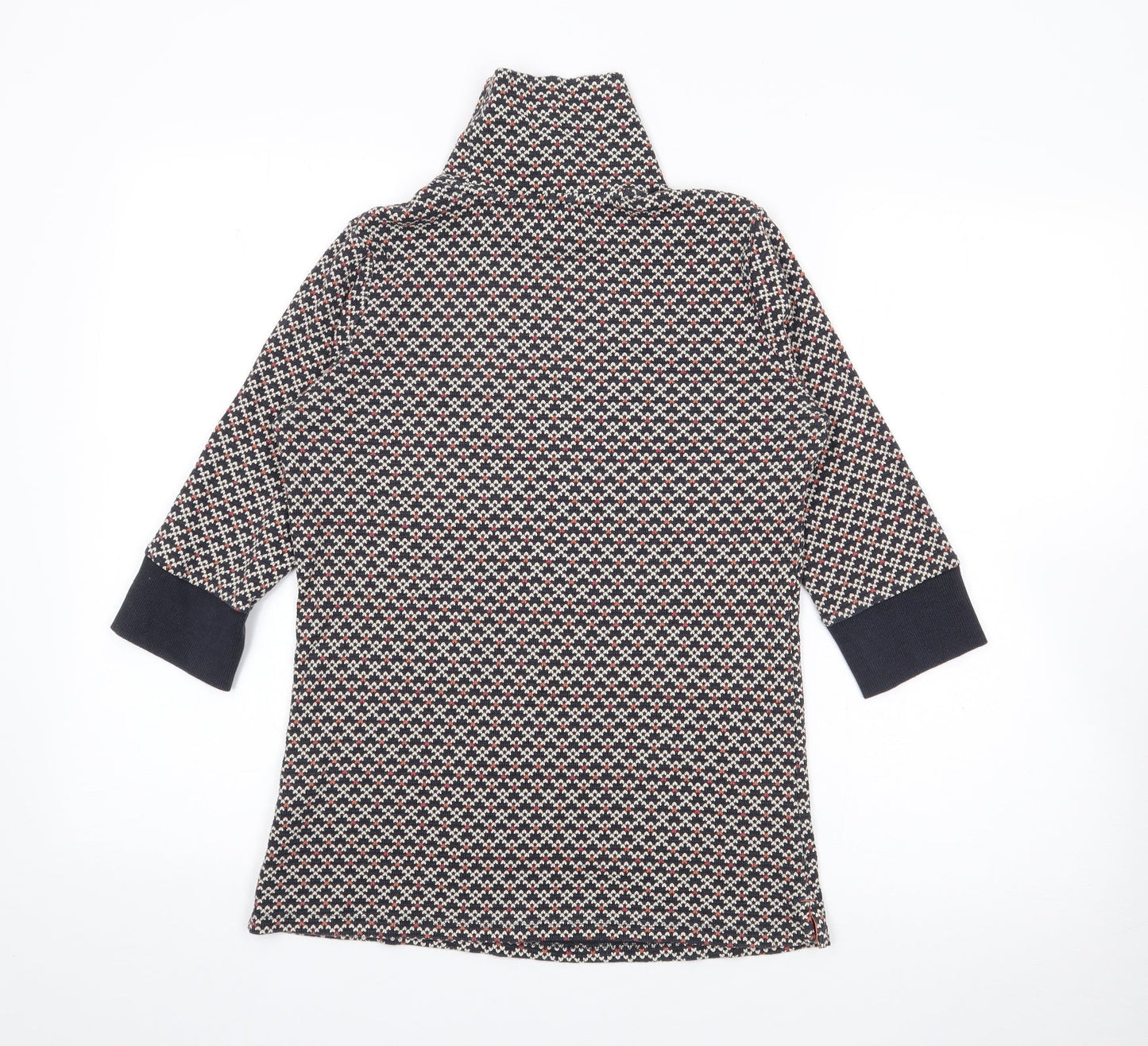 NEXT Womens Multicoloured High Neck Geometric Cotton Pullover Jumper Size 10