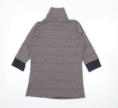 Next Womens Multicoloured High Neck Geometric Cotton Pullover Jumper Size 10