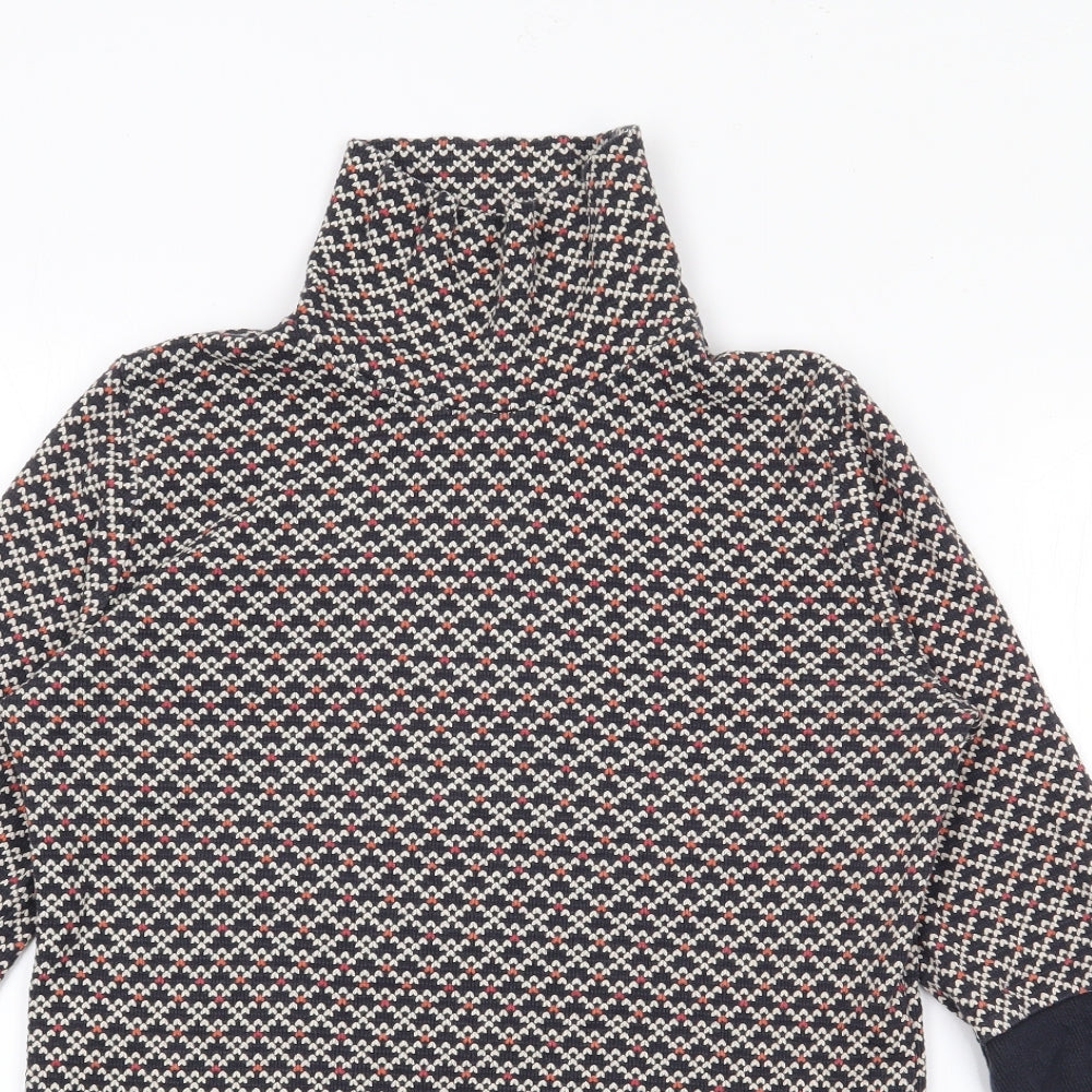 NEXT Womens Multicoloured High Neck Geometric Cotton Pullover Jumper Size 10