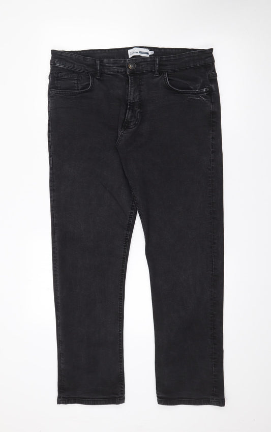 Easy Womens Black  Cotton Straight Jeans Size 36 in L28 in Regular