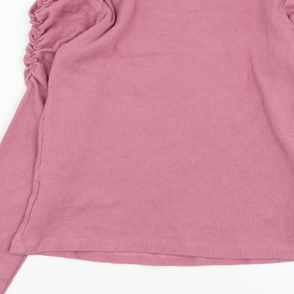Matalan Girls Pink  Cotton Basic T-Shirt Size 8 Years Round Neck Pullover