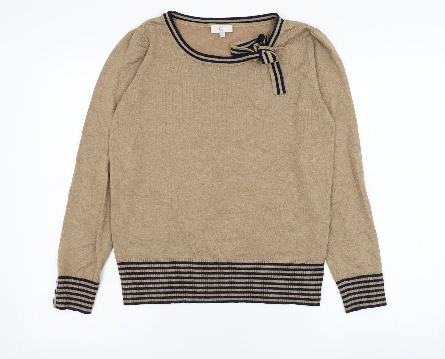 CC Womens Brown Round Neck  Viscose Pullover Jumper Size M