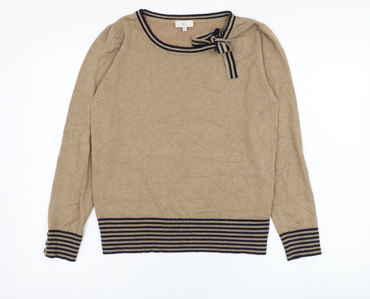 CC Womens Brown Round Neck  Viscose Pullover Jumper Size M