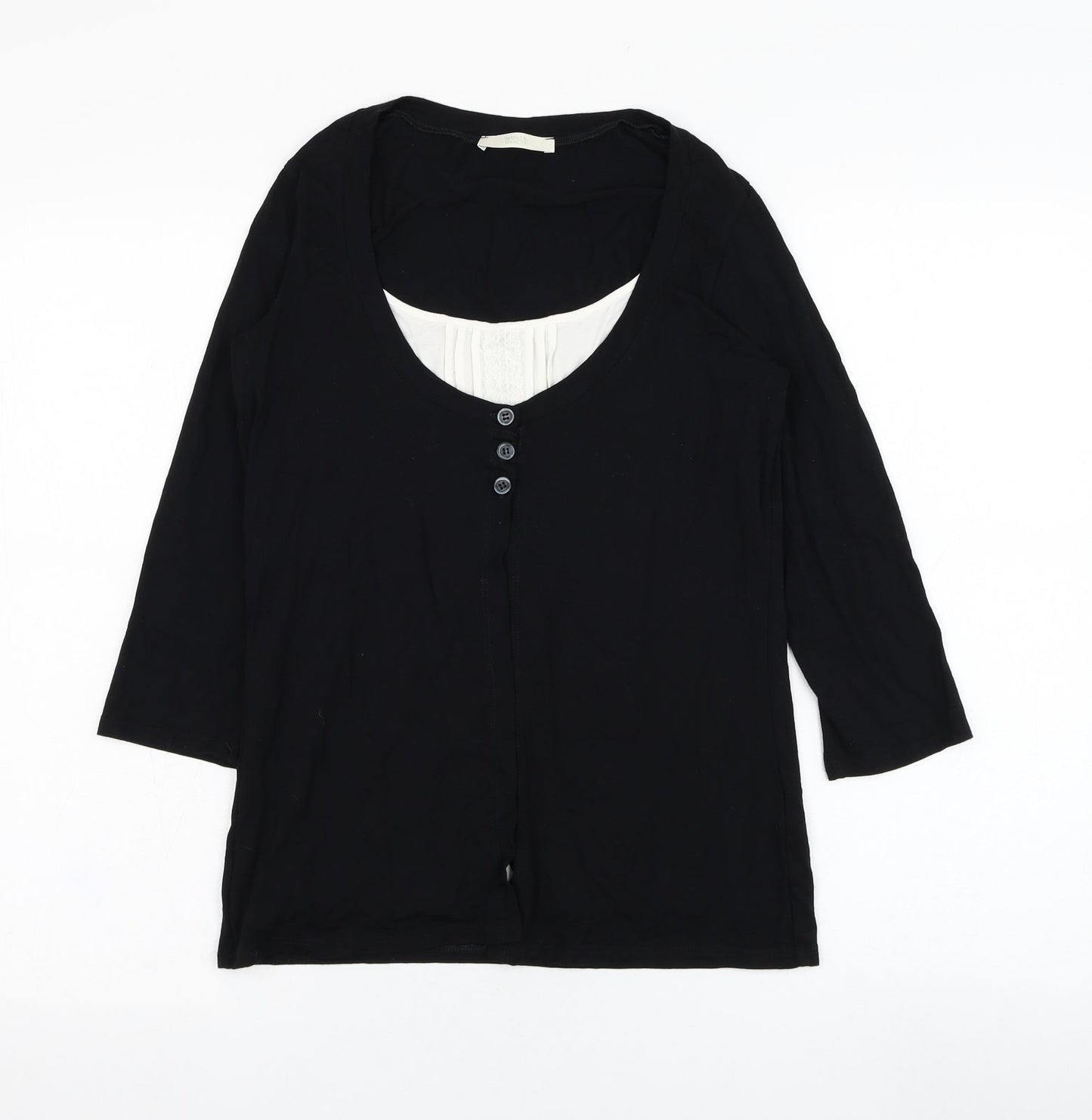 Marks and Spencer Womens Black Round Neck  Viscose Cape Jumper Size 12