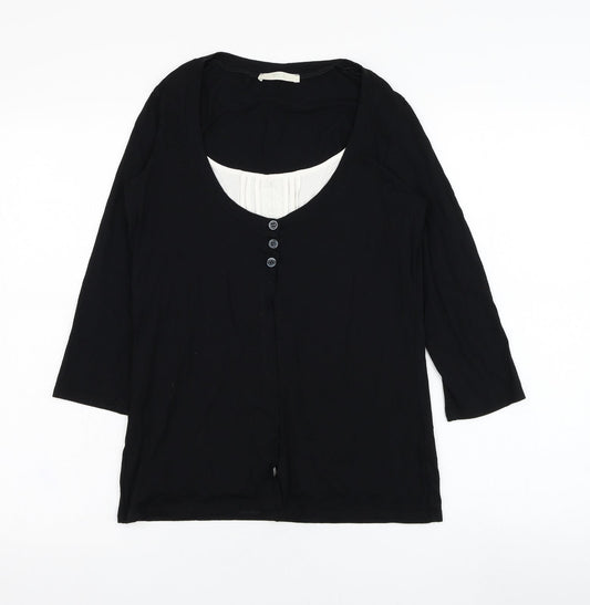 Marks and Spencer Womens Black Round Neck  Viscose Cape Jumper Size 12