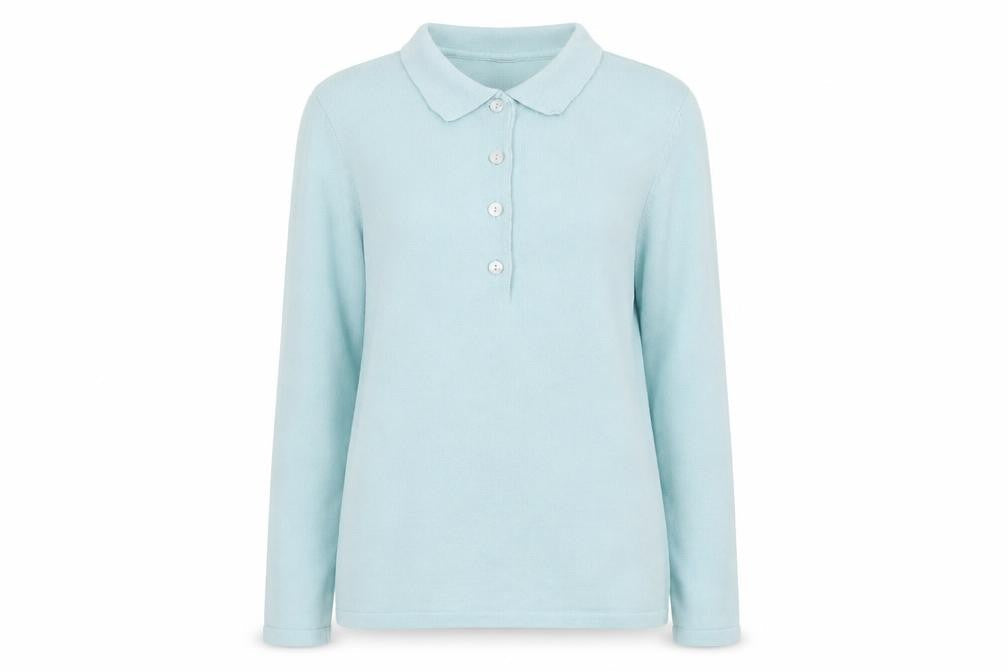 B.C. Womens Blue Collared  Cotton Pullover Jumper Size 12