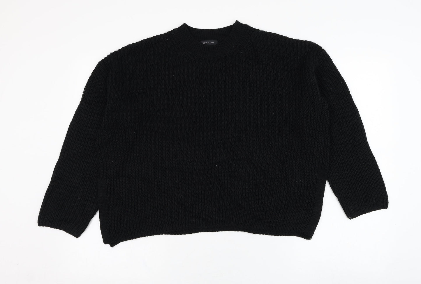 New Look Womens Black Round Neck  Acrylic Pullover Jumper Size S