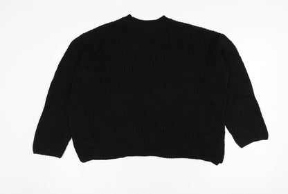 Preloved New Look Womens Black Round Neck  Acrylic Pullover Jumper Size S - Back