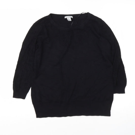 H&M Womens Black Roll Neck  Cotton Pullover Jumper Size M