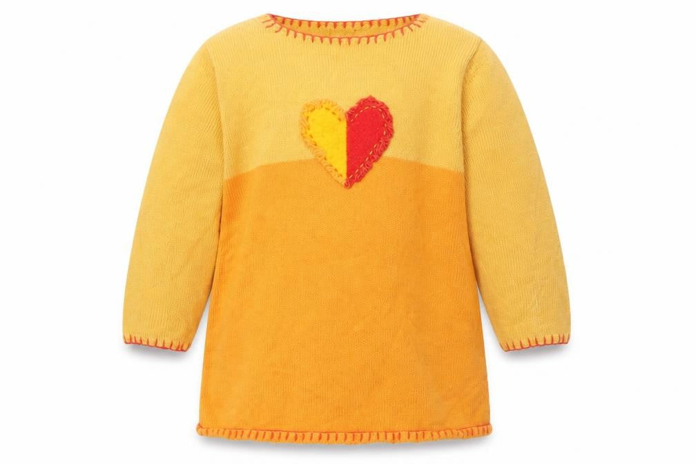 Preworn Girls Yellow Round Neck  Cotton Pullover Jumper Size 4 Years