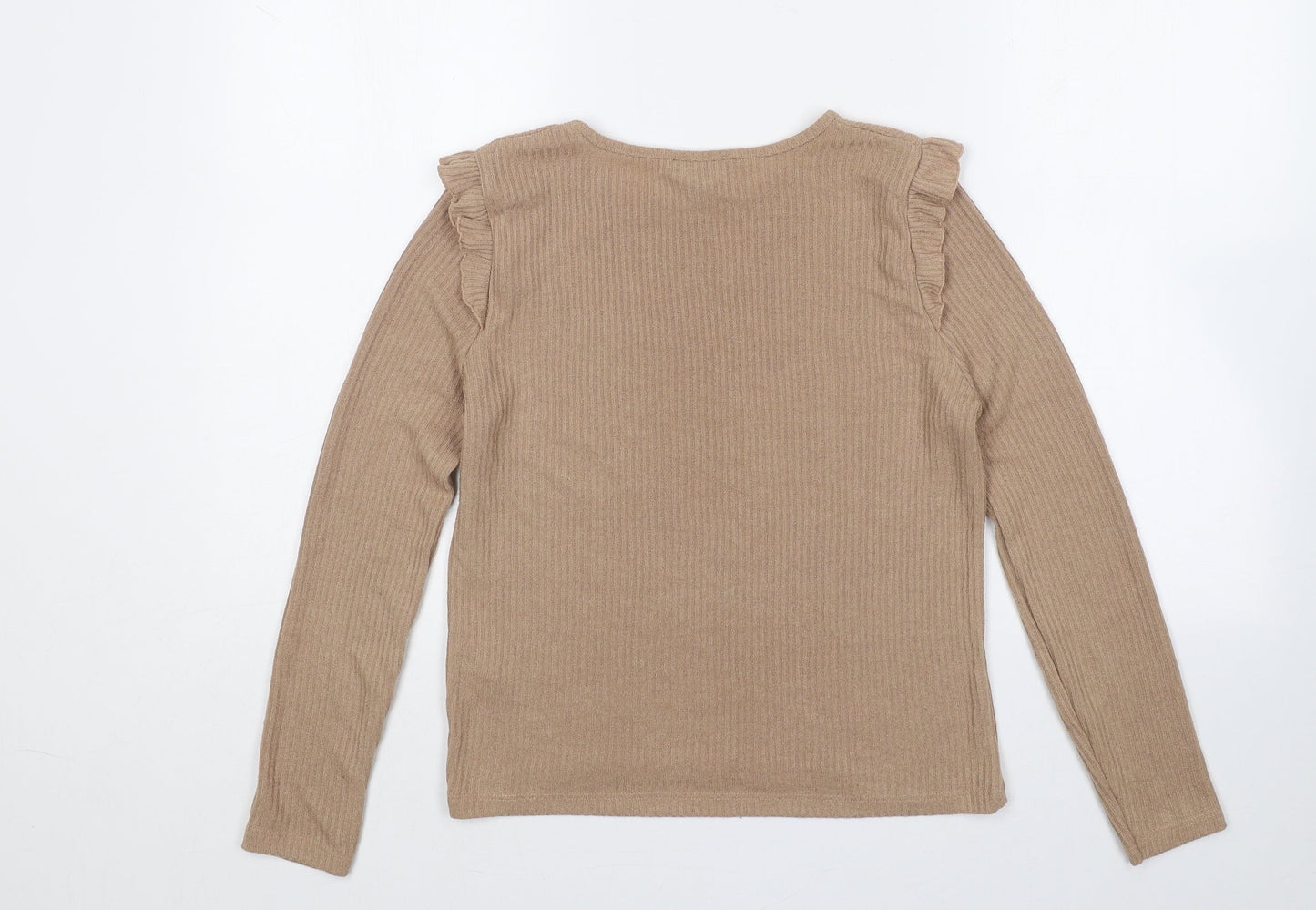New Look Womens Beige  Viscose Jersey T-Shirt Size 12 Round Neck
