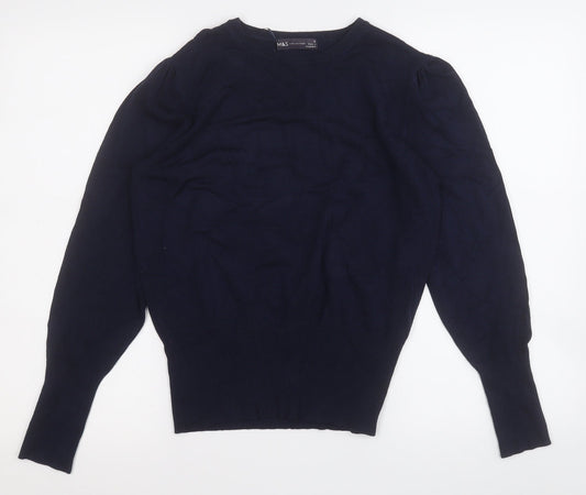 Marks and Spencer Womens Blue Round Neck  Viscose Pullover Jumper Size 12