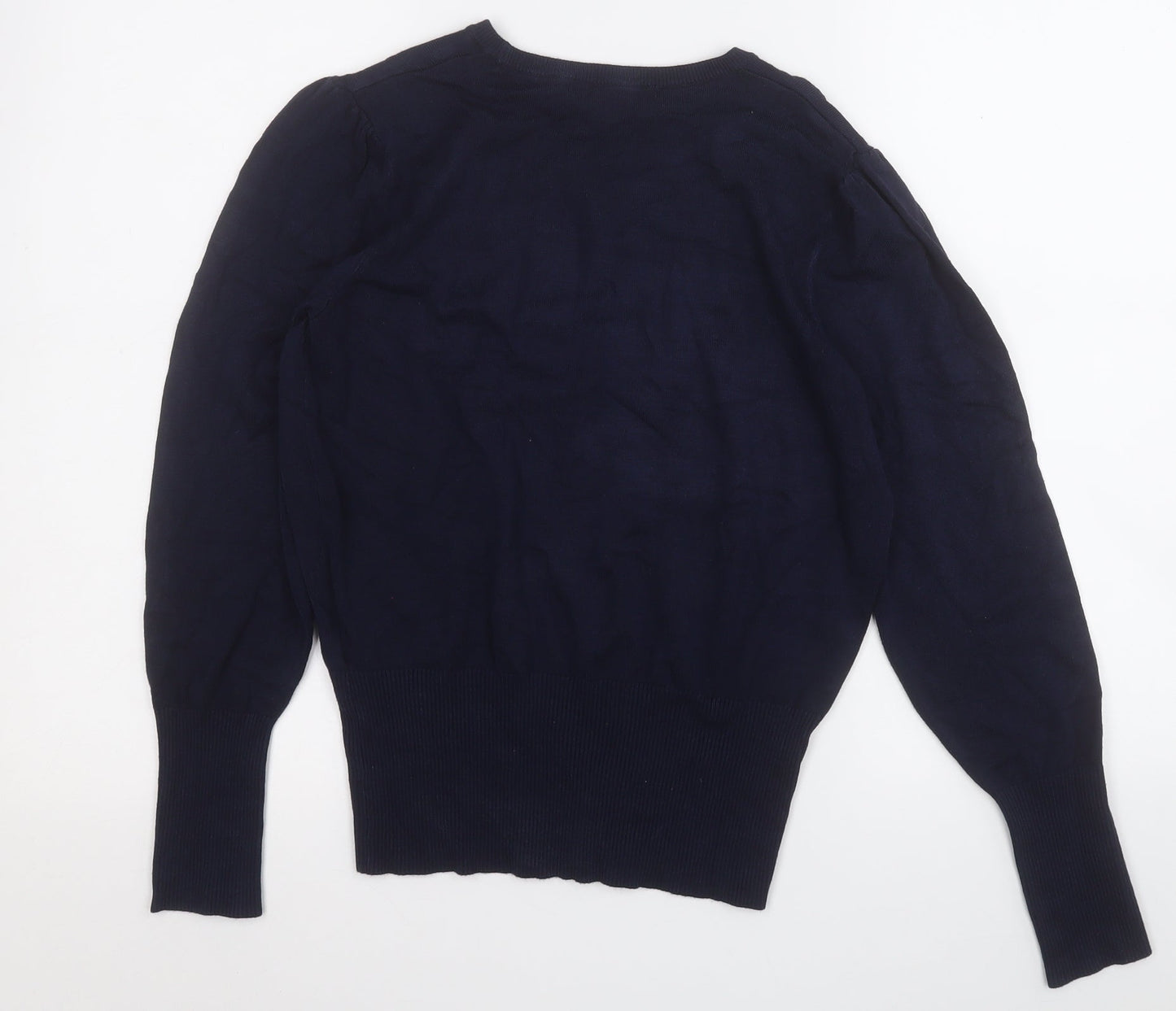 Marks and Spencer Womens Blue Round Neck  Viscose Pullover Jumper Size 12
