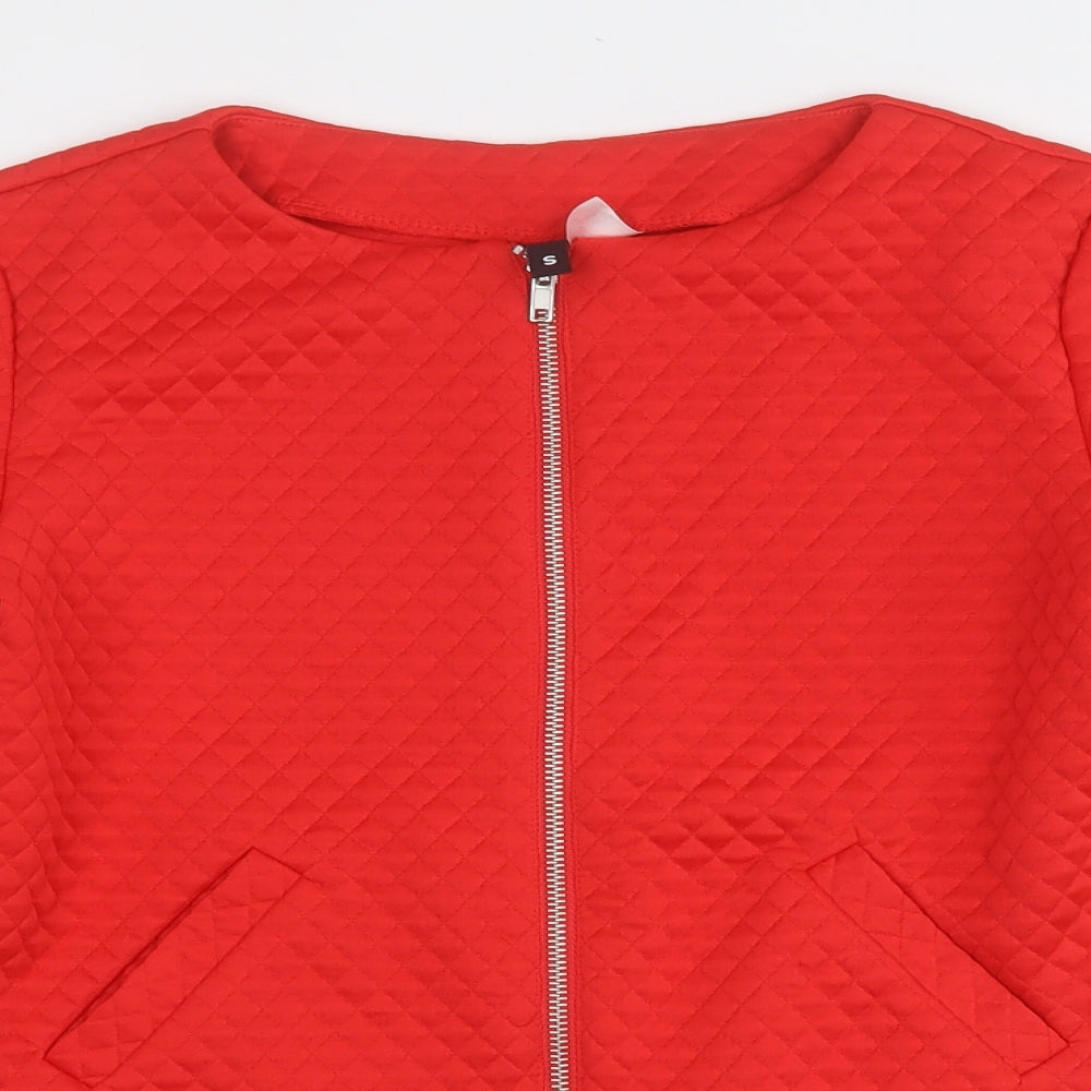 Divided Womens Red Geometric  Jacket  Size S  Zip
