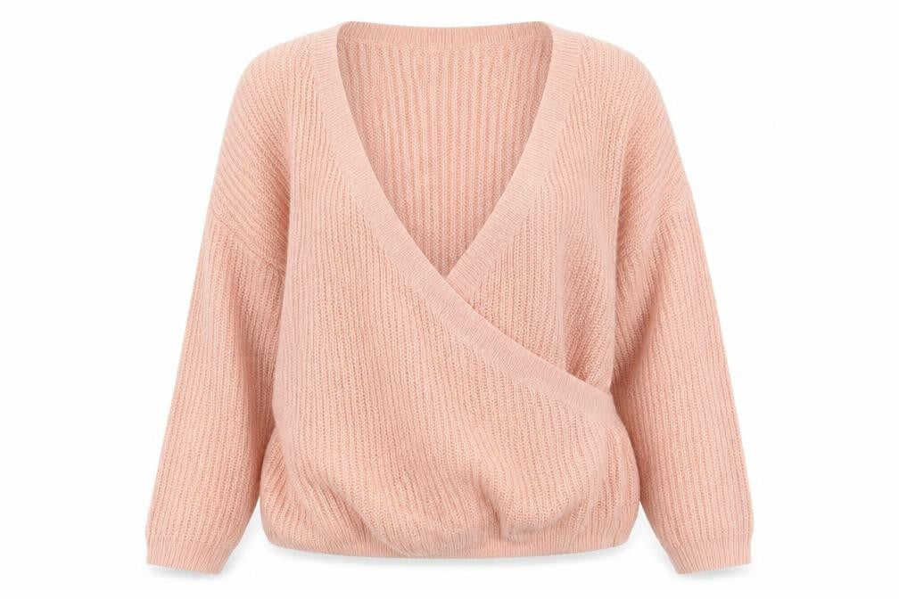 Divided Womens Pink V-Neck  Acrylic Pullover Jumper Size L