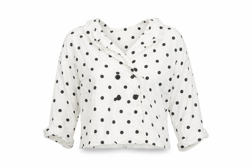 Topshop Womens White Polka Dot Viscose Basic T-Shirt Size 6 V-Neck