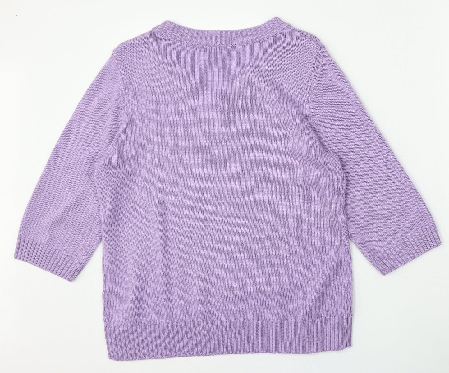Preworn Womens Purple V-Neck  Polyacrylate Fibre Pullover Jumper Size 14