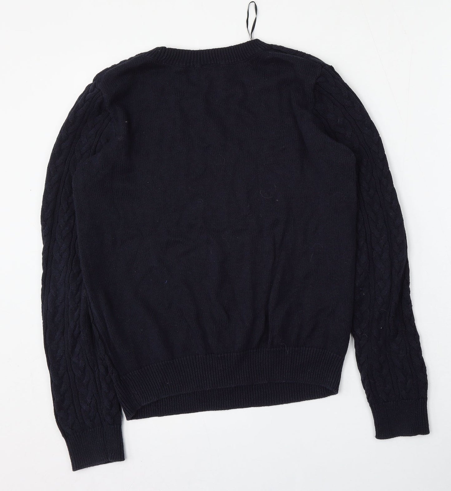 H&M Womens Blue Round Neck  Cotton Pullover Jumper Size M
