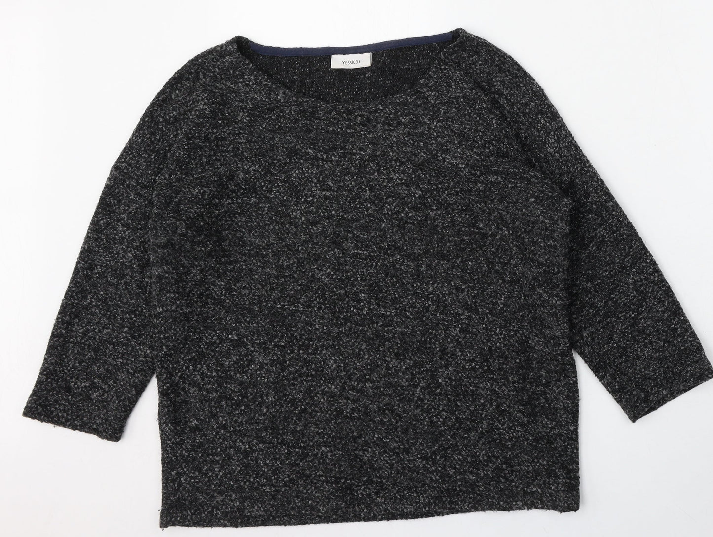 Yessica Womens Grey Round Neck  Polyester Pullover Jumper Size L