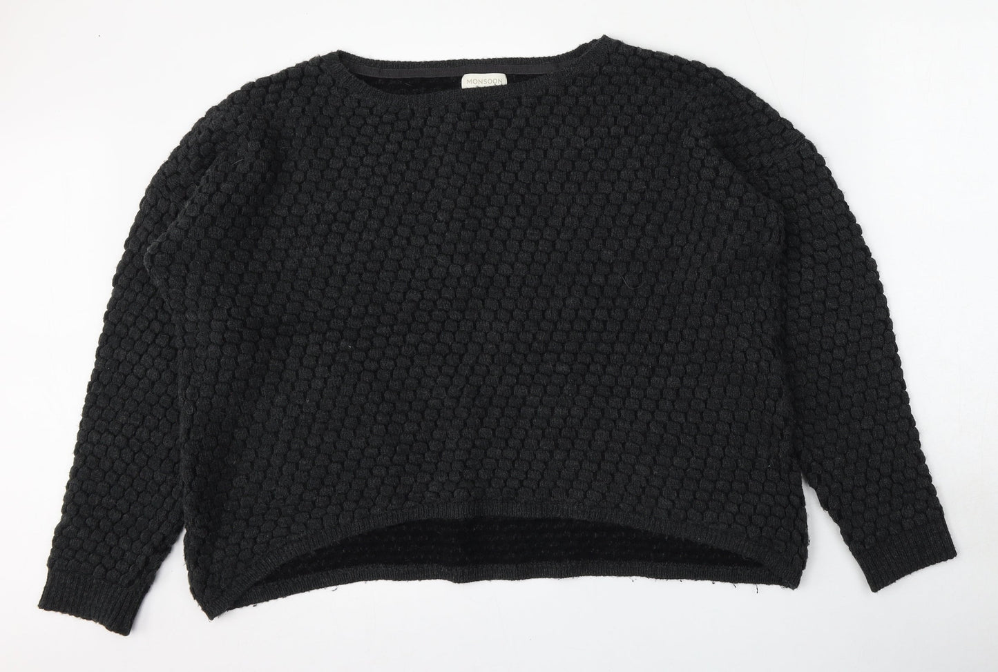 Monsoon Womens Grey Round Neck  Acrylic Pullover Jumper Size L