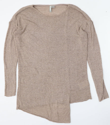 Preloved Divided by H&M Womens Beige Round Neck  Acrylic Pullover Jumper Size S - Front