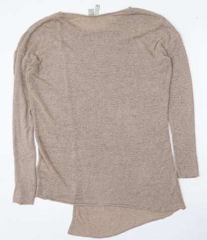 Preloved Divided by H&M Womens Beige Round Neck  Acrylic Pullover Jumper Size S - Back