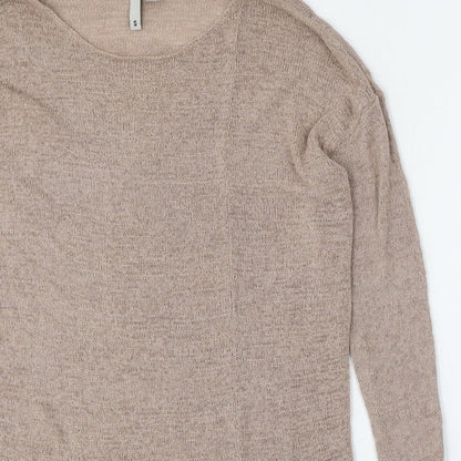 Preloved Divided by H&M Womens Beige Round Neck  Acrylic Pullover Jumper Size S - Detail