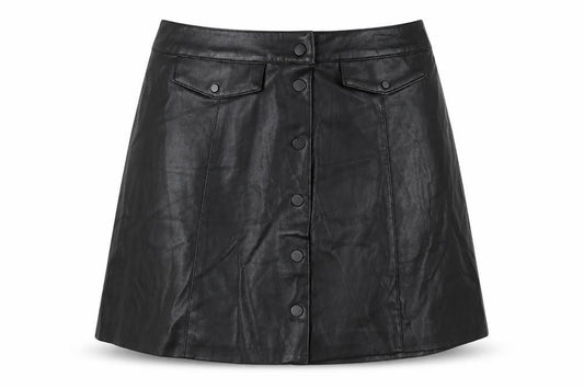 Divided by H&M Womens Black  Polyurethane A-Line Skirt Size 8   Snap