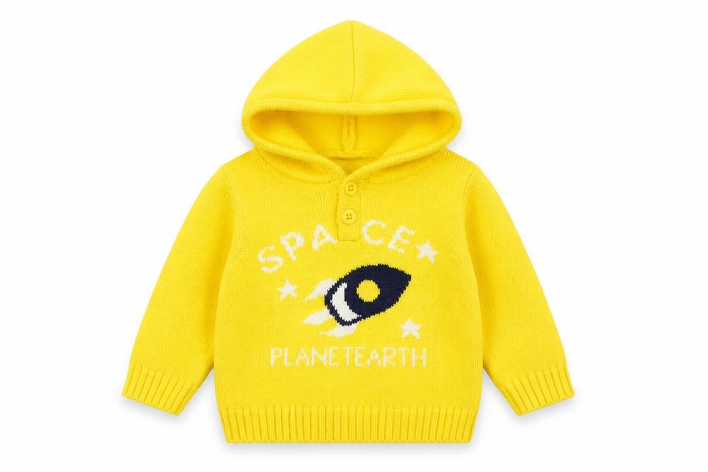 Cat stop Boys Yellow  Polyester Pullover Jumper Size 9-12 Months