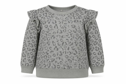 Chick Pea Girls Grey Animal Print Cotton Pullover Jumper Size 24 Months