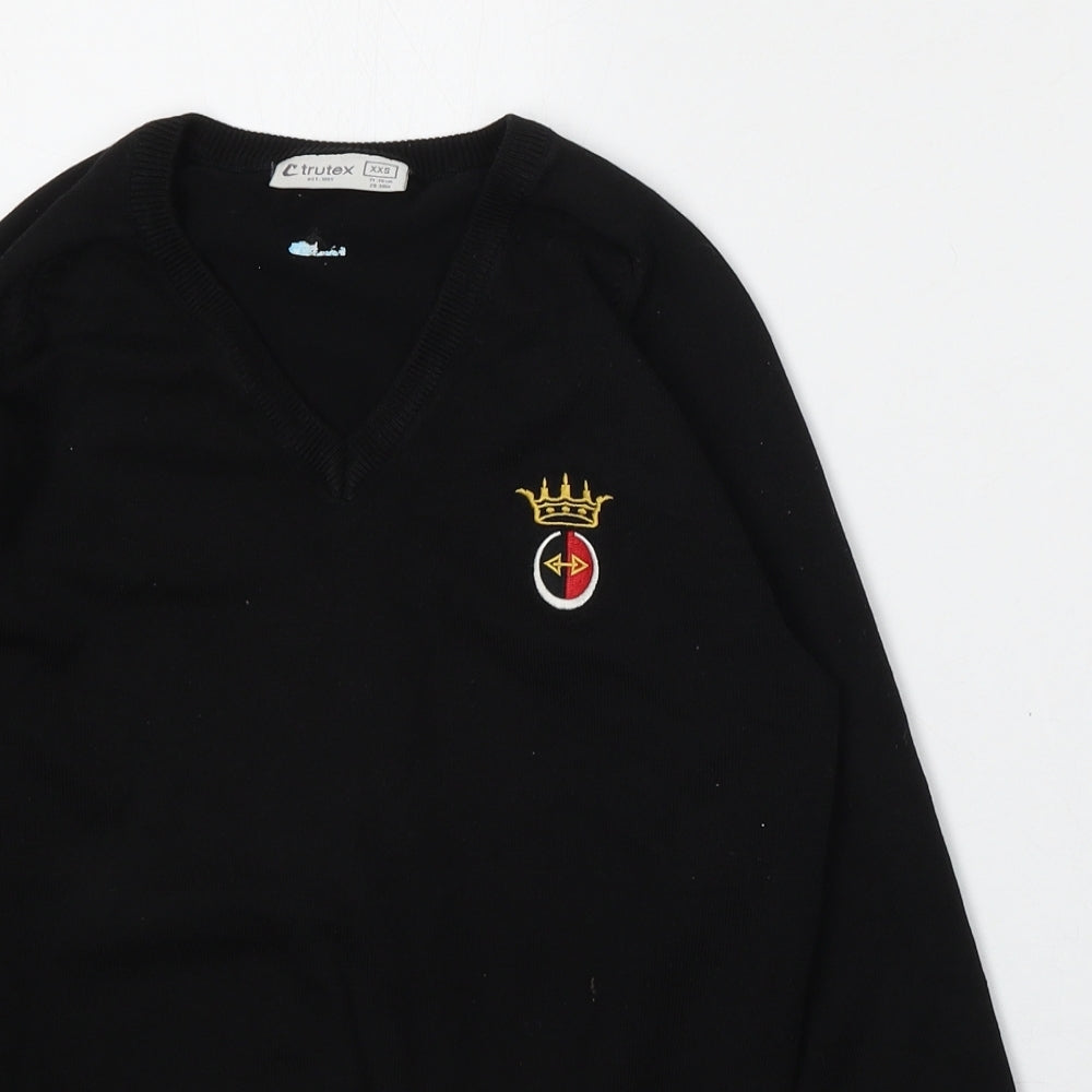 Trutex Womens Black  Acrylic Pullover Sweatshirt Size 2XS