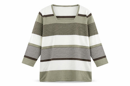 Alexara Womens Multicoloured Square Neck Striped Viscose Pullover Jumper Size XL