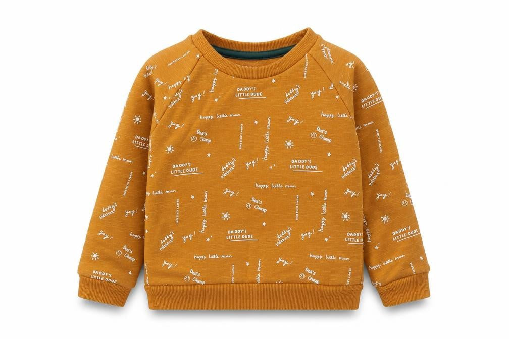 Primark Boys Brown Geometric Cotton Pullover Sweatshirt Size 2 Years