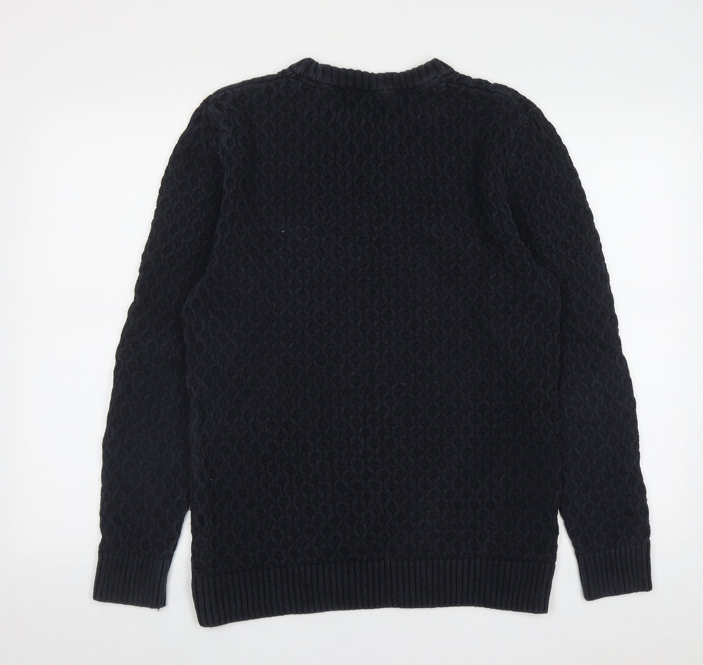 H&M Womens Blue Round Neck  Cotton Pullover Jumper Size M