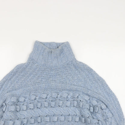 Preloved George Womens Blue High Neck  Acrylic Pullover Jumper Size 12   - Size12/14 - Detail