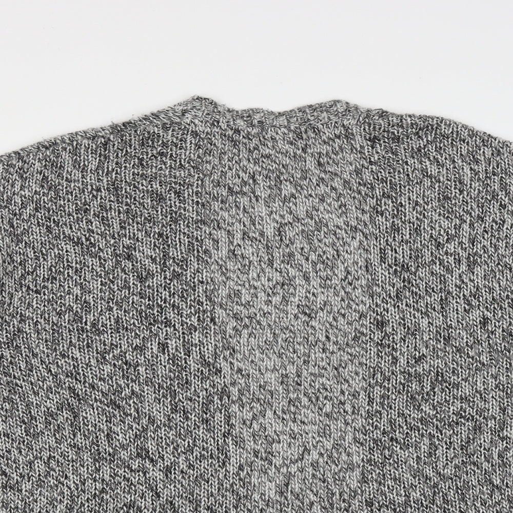 H&M Womens Grey V-Neck  Acrylic Cardigan Jumper Size S